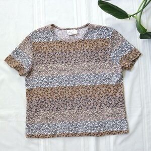 Kathie Lee sheer floral striped blouse